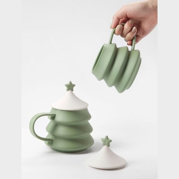 Christmas Tree Ceramic Cup with Lid - Image 7