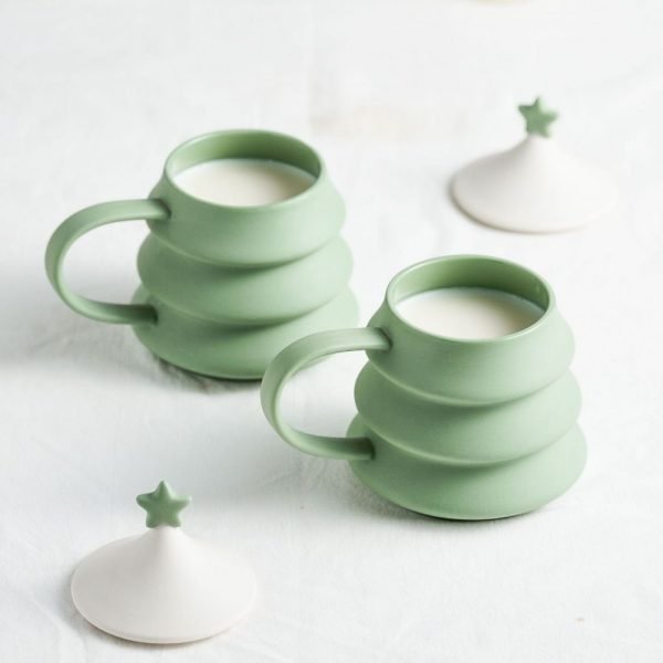 Christmas Tree Ceramic Cup with Lid - Image 6
