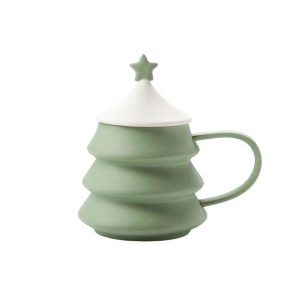 Christmas Tree Ceramic Cup with Lid