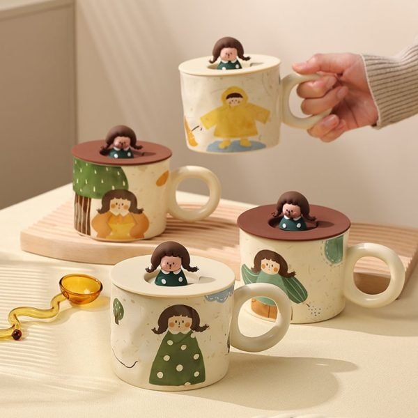 Little Girl Ceramic Cup with Lid - Image 6