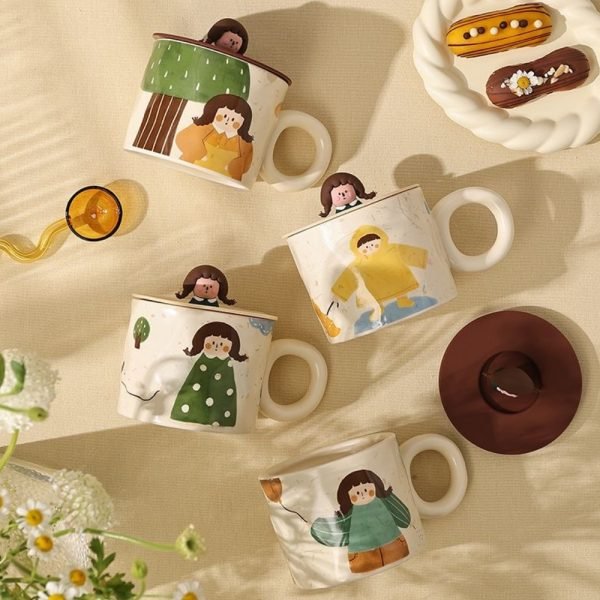 Little Girl Ceramic Cup with Lid - Image 10