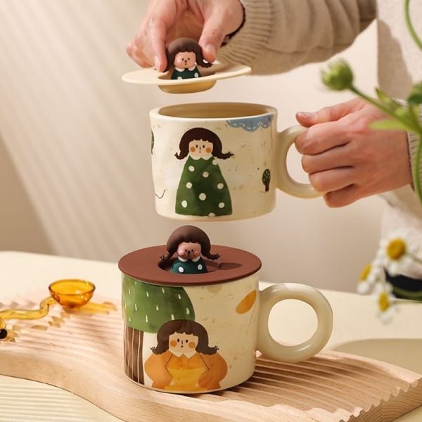 Little Girl Ceramic Cup with Lid - Image 9