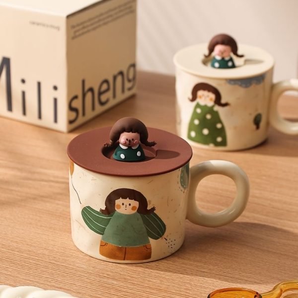Little Girl Ceramic Cup with Lid - Image 15
