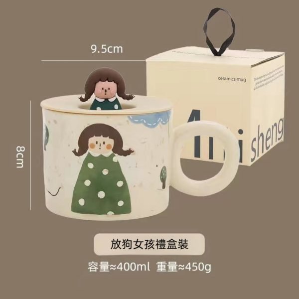 Little Girl Ceramic Cup with Lid - Image 7