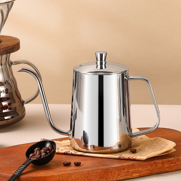 304 Stainless Steel Pour Over Coffee Drip Pot with Lid - Image 2
