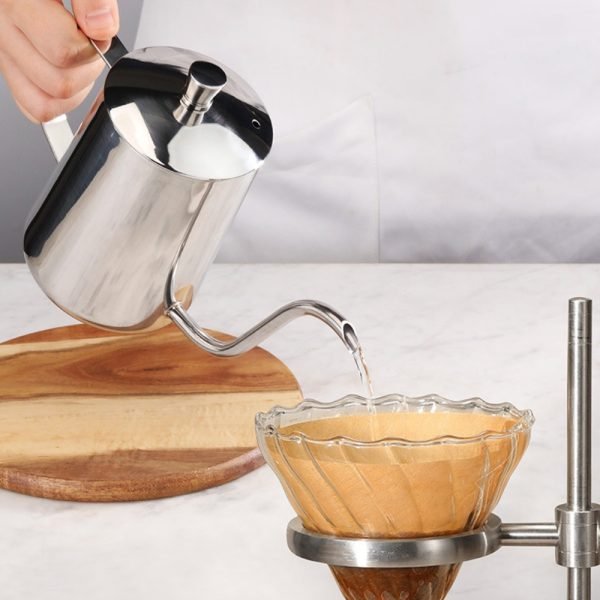 304 Stainless Steel Pour Over Coffee Drip Pot with Lid - Image 3