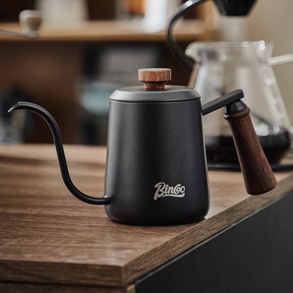 304 Stainless Steel Wood Handle Pour Over Coffee Drip Pot with Lid - Image 11