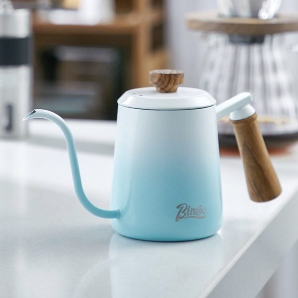 304 Stainless Steel Wood Handle Pour Over Coffee Drip Pot with Lid - Image 10