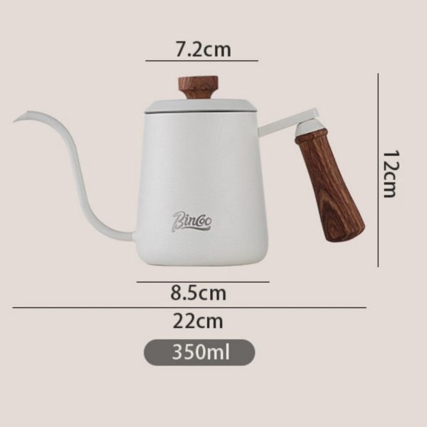 304 Stainless Steel Wood Handle Pour Over Coffee Drip Pot with Lid - Image 9