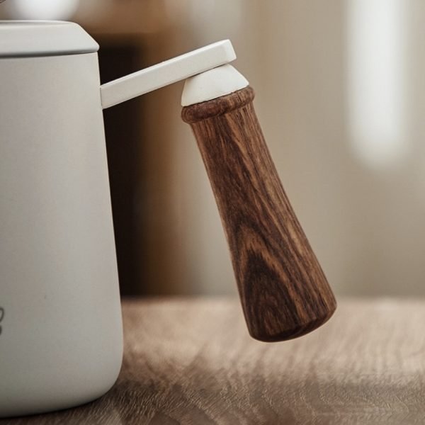 304 Stainless Steel Wood Handle Pour Over Coffee Drip Pot with Lid - Image 5