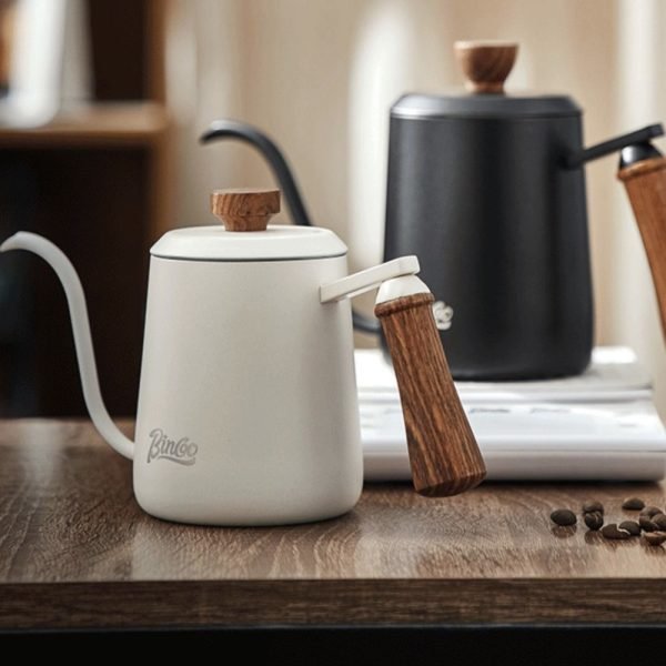 304 Stainless Steel Wood Handle Pour Over Coffee Drip Pot with Lid - Image 12