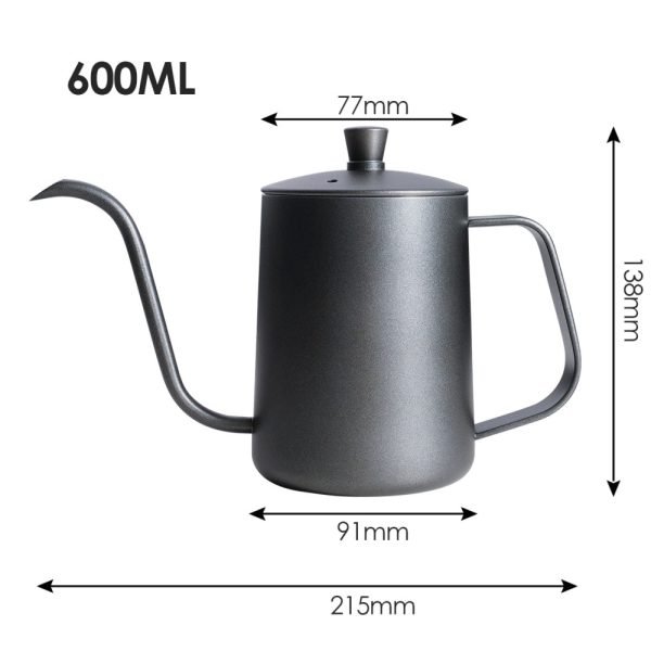 304 Stainless Steel Pour Over Coffee Drip Pot with Lid (Black) - Image 8