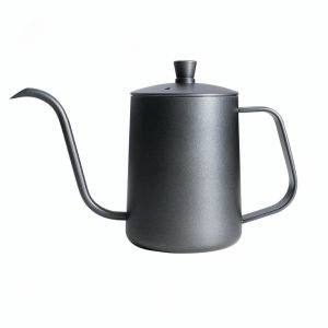 304 Stainless Steel Pour Over Coffee Drip Pot with Lid (Black)