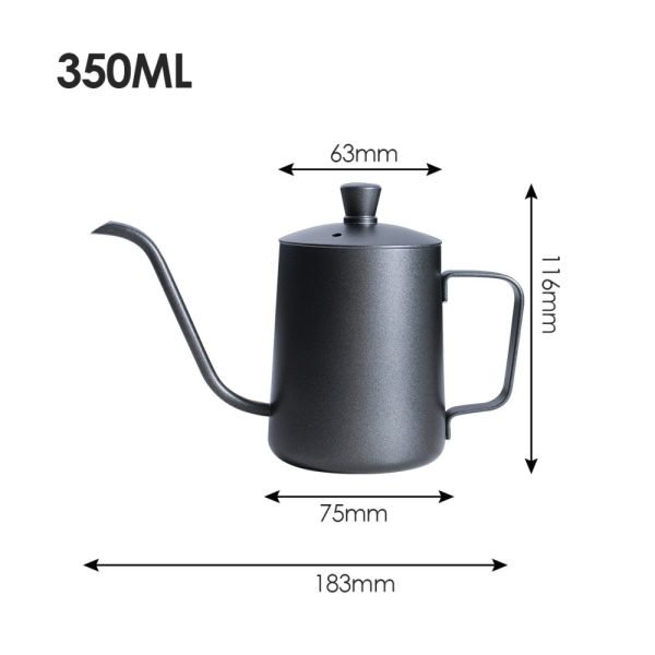 304 Stainless Steel Pour Over Coffee Drip Pot with Lid (Black) - Image 2