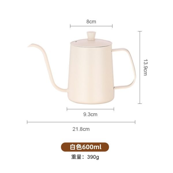 304 Stainless Steel Pour Over Coffee Drip Pot with Lid (White) - Image 4