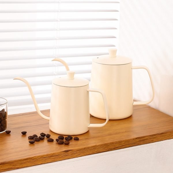 304 Stainless Steel Pour Over Coffee Drip Pot with Lid (White) - Image 2