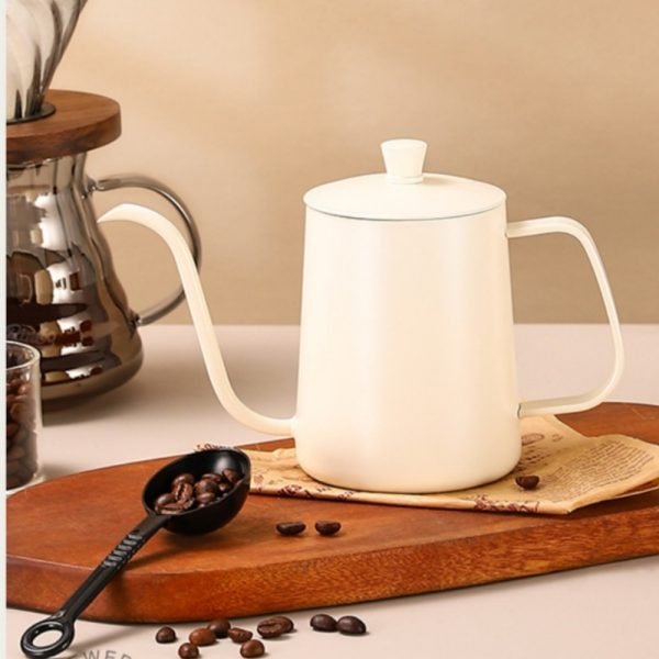 304 Stainless Steel Pour Over Coffee Drip Pot with Lid (White) - Image 5