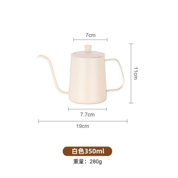 304 Stainless Steel Pour Over Coffee Drip Pot with Lid (White) - Image 3