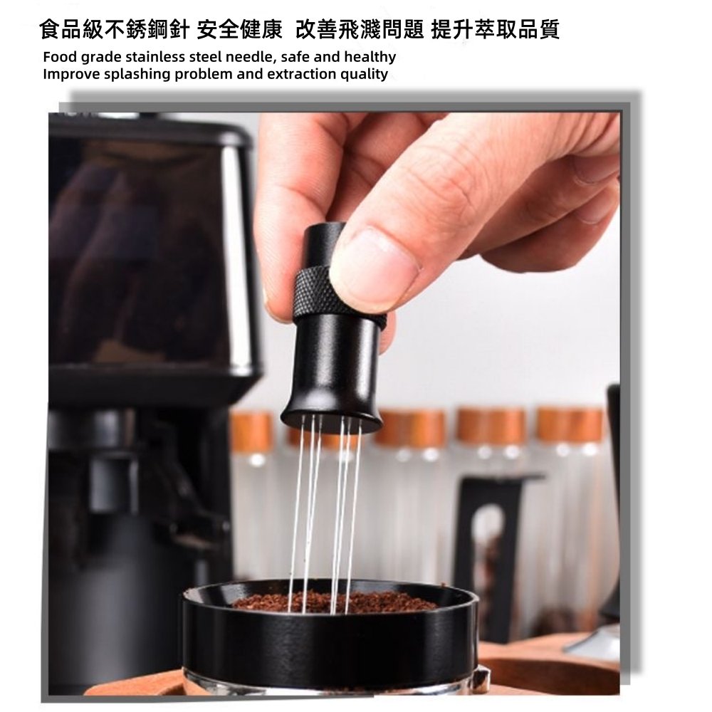 AronYada WDT Tool Per Espresso, Distributore Con 16 Aghi In Acciaio Inox 0,4 Mm, Alloggiamento In Lega Di Alluminio, 8 Aghi Di Ricambio Inclusi, Colore Grigio